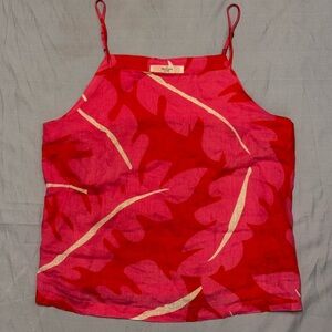 Trovata Birds of Paradis Tank, 100% Linen, Beautiful Tropical Print, Sz Large